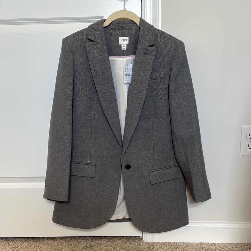 J. Crew Gray Blazer with Structured Shoulders and Classic Fit